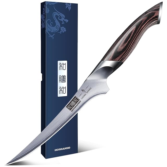 Cuchillo para filetear y deshuesar HOSHANHO de 18 cm alto en carbono