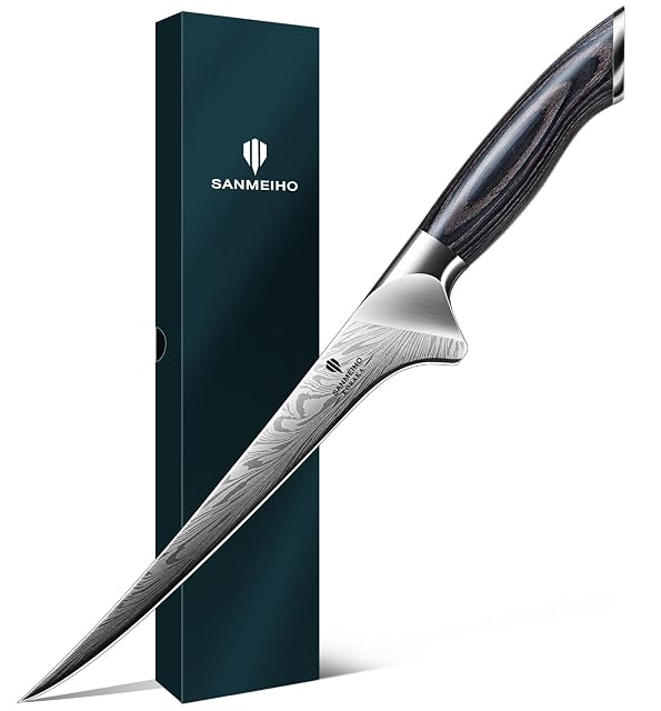 Cuchillo de filetear SANMEIHO de 18 cm en acero pulvimetalúrgico japonés