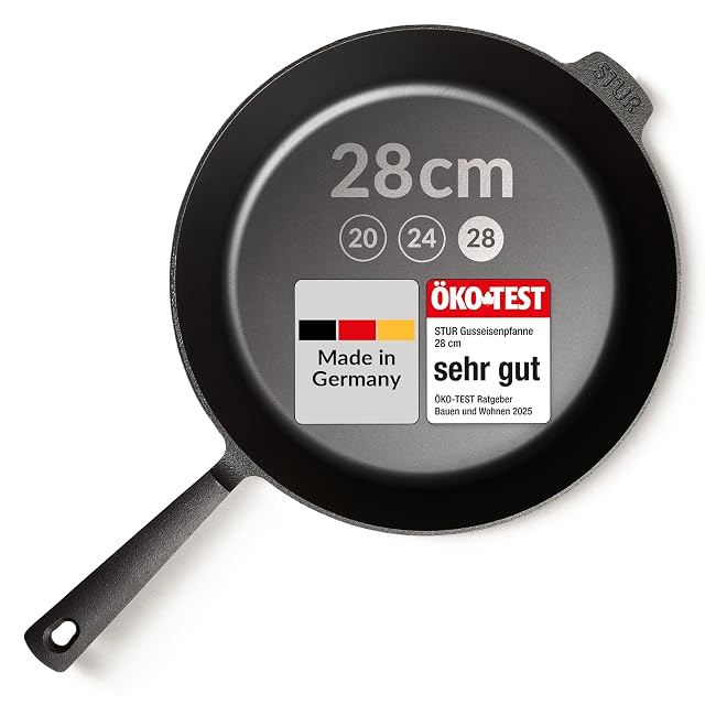 Sartén de hierro fundido STUR de 28 cm fabricada en Alemania