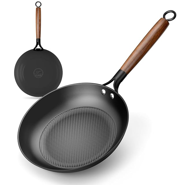 Sartén de hierro fundido aligerado YUTANN de 20 cm con mango de madera