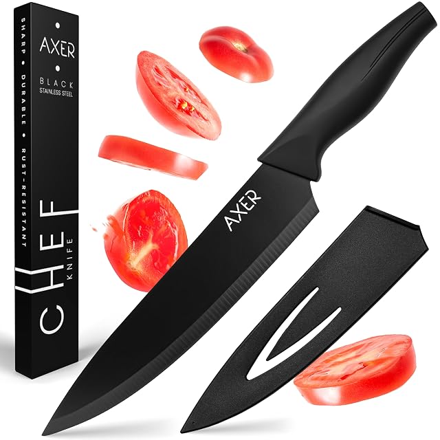 Cuchillo de chef de acero inoxidable Axer de 20 cm con protector de hoja
