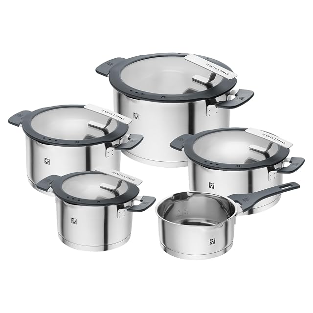 Batería de cocina ZWILLING Simplify de 5 piezas con tapas coladoras integradas