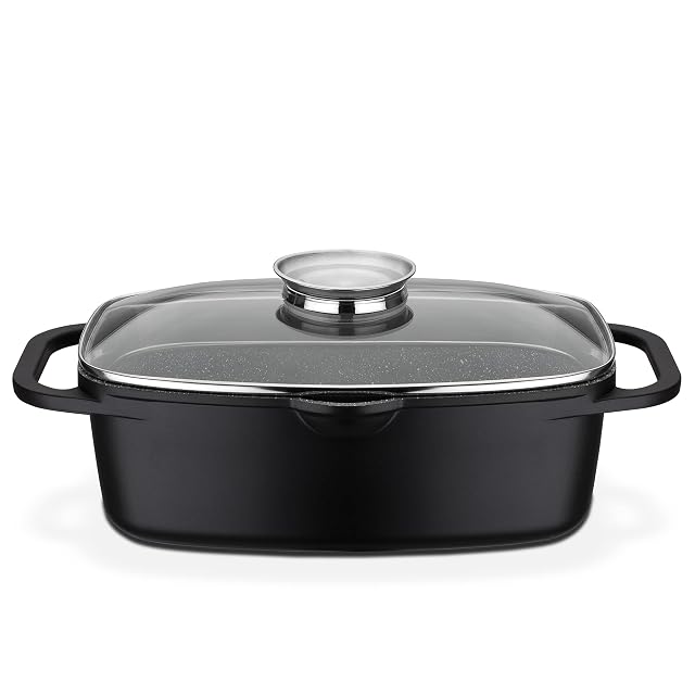 Rustidera de aluminio fundido GSW Gourmet Granit con tapa