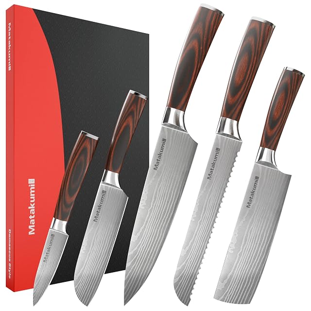 Juego de cuchillos de cocina Matakumi MA6545 con patrón de Damasco