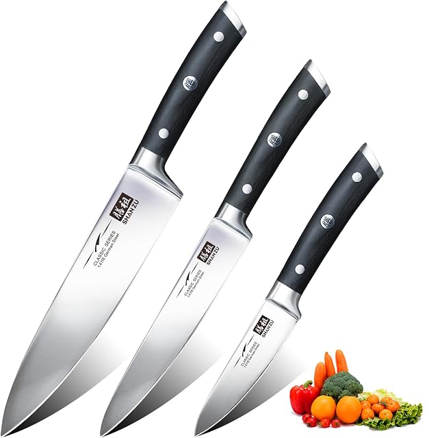 Juego de 3 cuchillos de cocina de acero alemán SHAN ZU