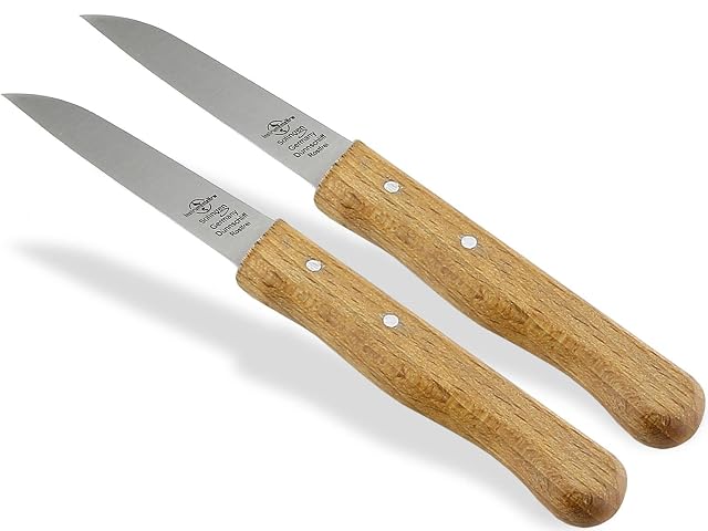 Dos cuchillos mondadores Solingen InstrumenteNrw con mangos de haya