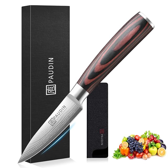 Cuchillo mondador PAUDIN de 9 cm con mango de pakkawood
