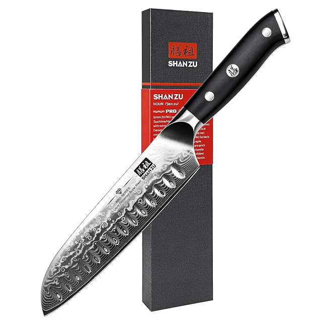 Cuchillo santoku de damasco SHAN ZU de 18 cm