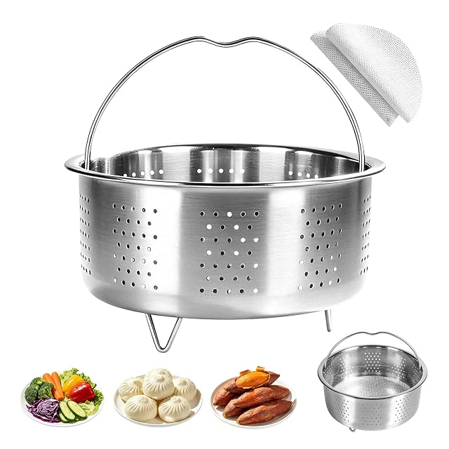 Cestillo vaporera de acero inoxidable Aosiingarx de 17,5 cm con asa
