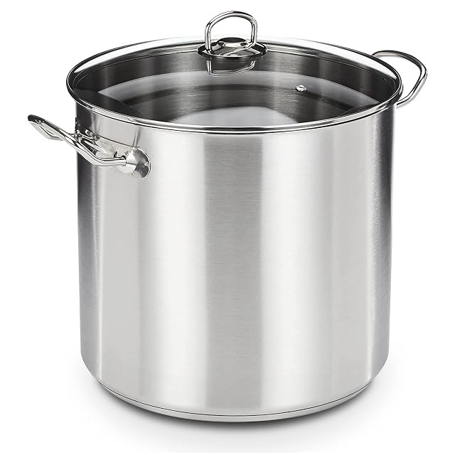 Olla alta de acero inoxidable GSW 643474 Profi de 20 litros con tapa de cristal