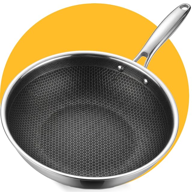 Wok de acero inoxidable con panal Pasper WOK-28 de 28 cm