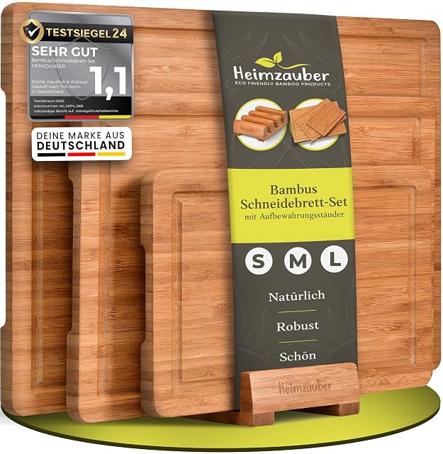 Juego de 3 tablas de cortar de bambú Heimzauber